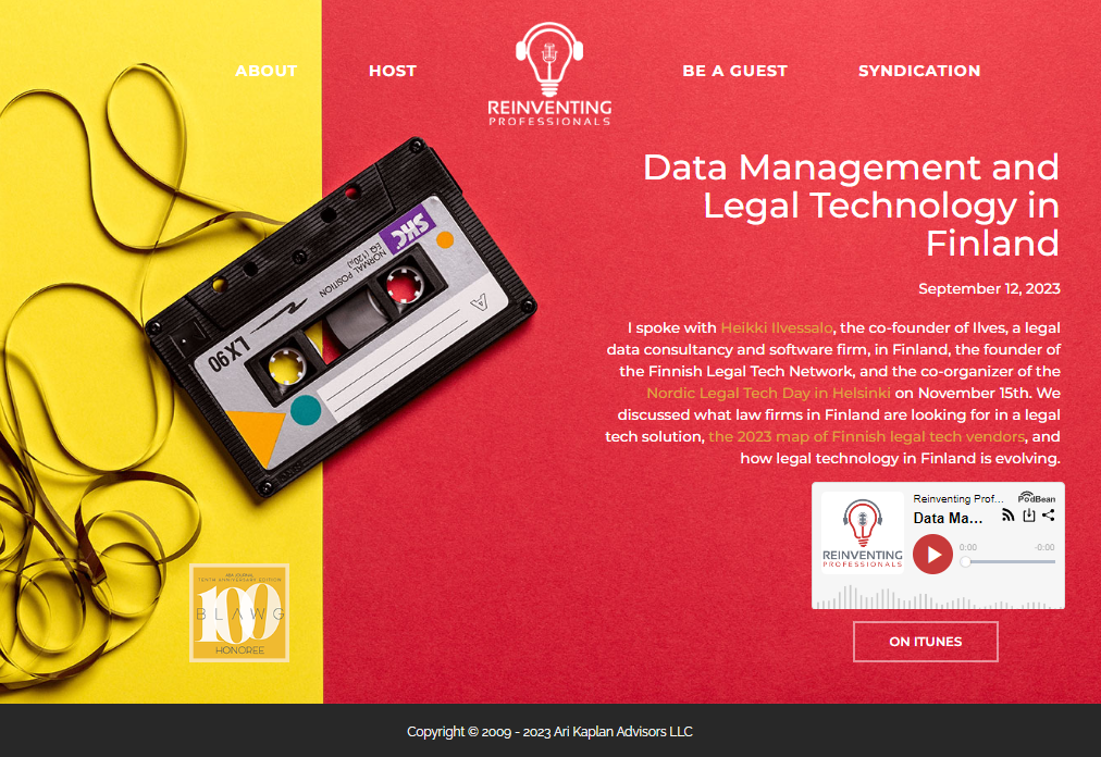 Data Management and legal technology in Finland podcast